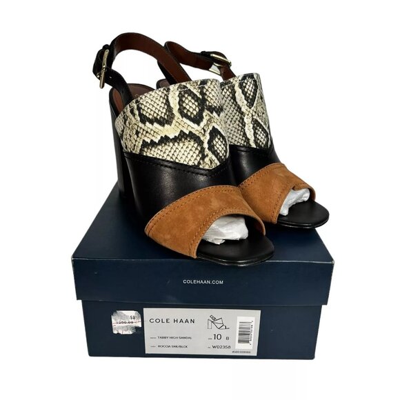Cole Haan Shoes - Cole Haan Roccia Snake Black Tabby High Heel Peep Toe Slingback Sandal Size 10B